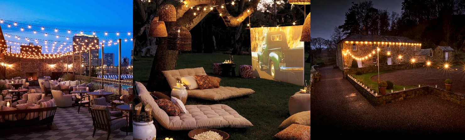 Hard wired outlet festoon lights